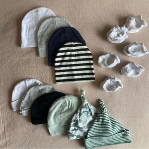 16 piece Baby, Infant Beanie Hat and Sock Bundle Set! 0-3 months Boy or Girl